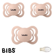 Schnuller mit Namen, Bibs Supreme, Symmetrisch, Silikon, Gr. 1, 3 Blush, 3'er Pack